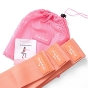 Pink drawstring bag with resistance bands
